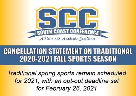 SCC Cancellation of Traditional Fall Sports Season in 2021 Graphic.